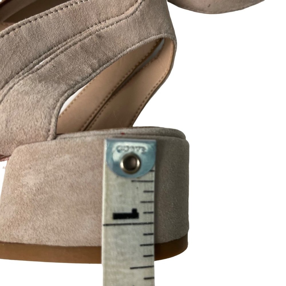 Antonio Melani SIZE 9.5 Mabbela Leather Ankle Strap Taupe Gray Tan Sandals Block - Picture 9 of 12
